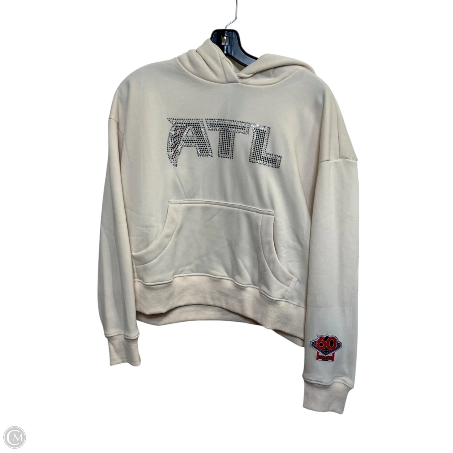 Athletic Sweatshirt Hoodie By Falcons In Cream, Size: L