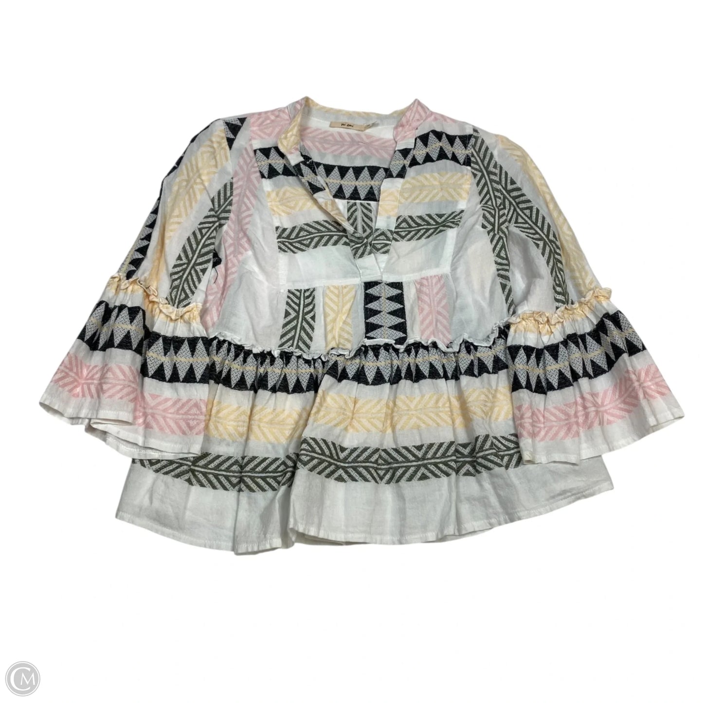 Top 3/4 Sleeve By Mi Ami In Multi-colored, Size: Xs