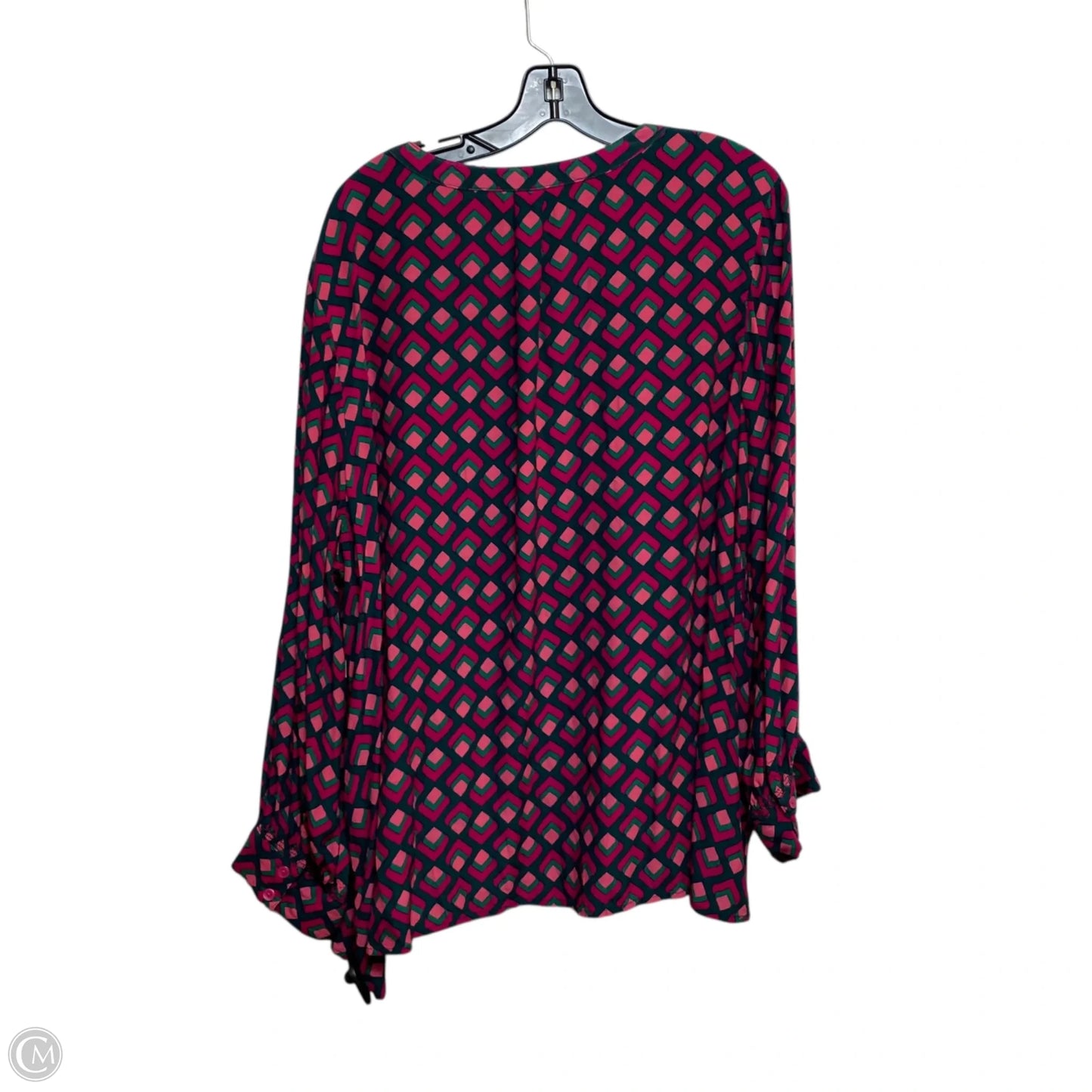 Top Long Sleeve By Terra & Sky In Green & Pink, Size: 3x