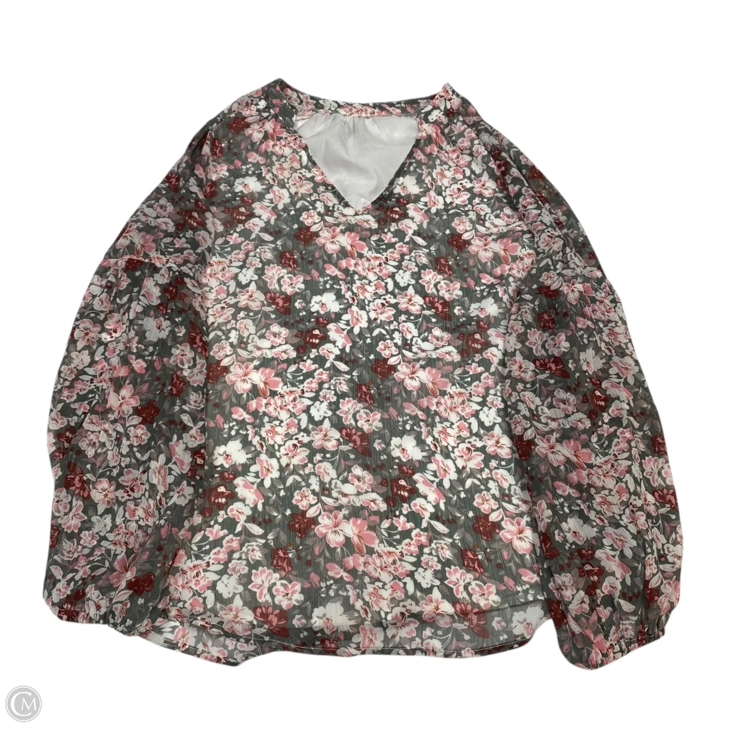 Top Long Sleeve By Cmf In Grey & Pink, Size: M