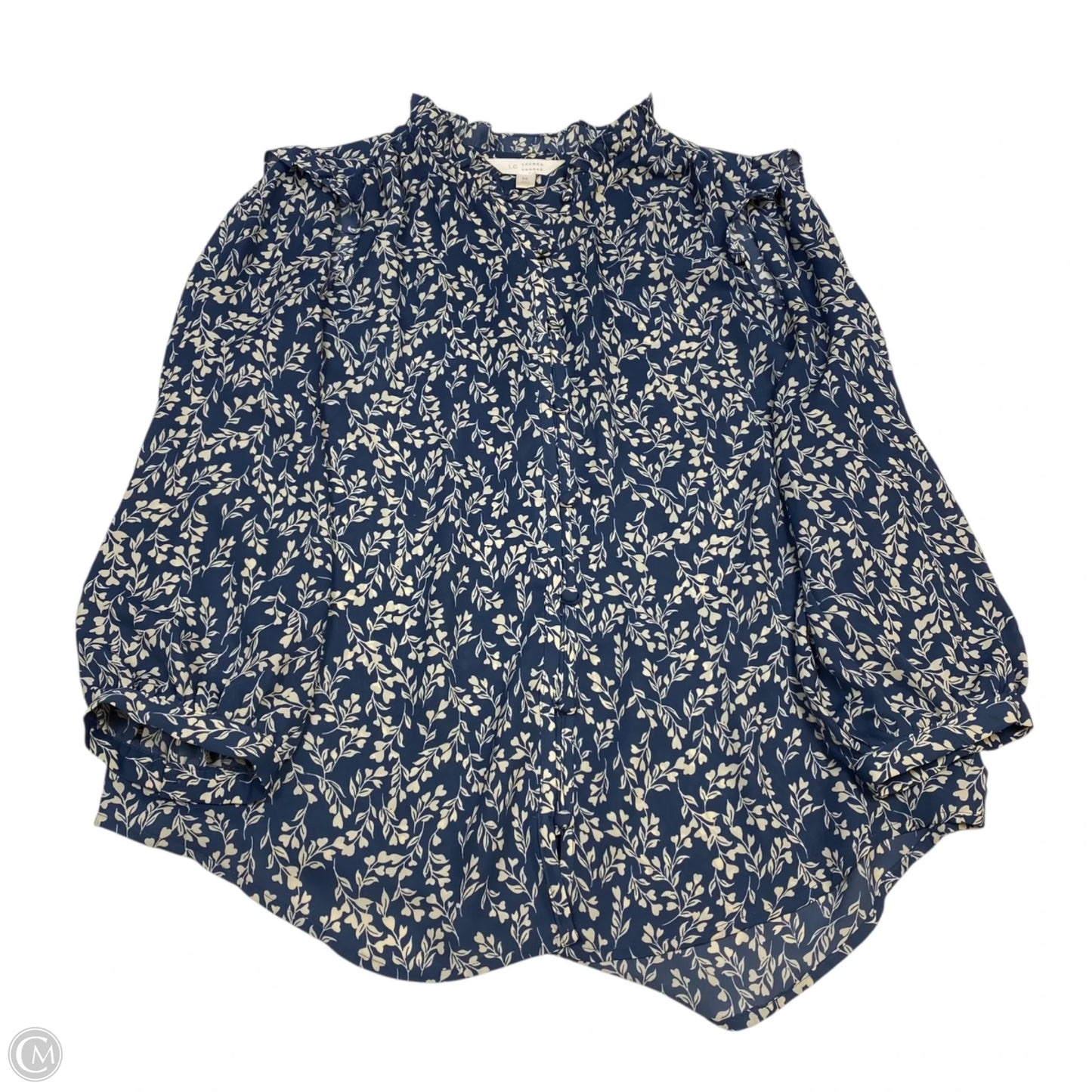 Top Long Sleeve By Lc Lauren Conrad In Blue & White, Size: M