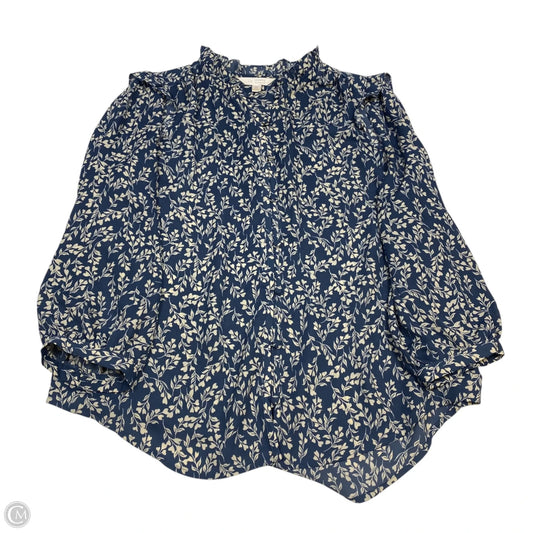 Top Long Sleeve By Lc Lauren Conrad In Blue & White, Size: M