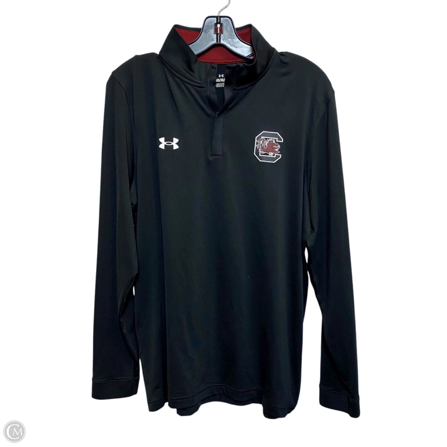 Athletic Top Long Sleeve Collar By Under Armour In Black, Size: M