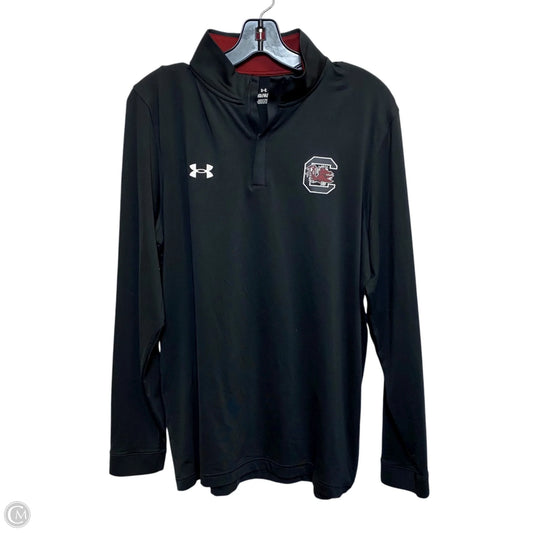 Athletic Top Long Sleeve Collar By Under Armour In Black, Size: M
