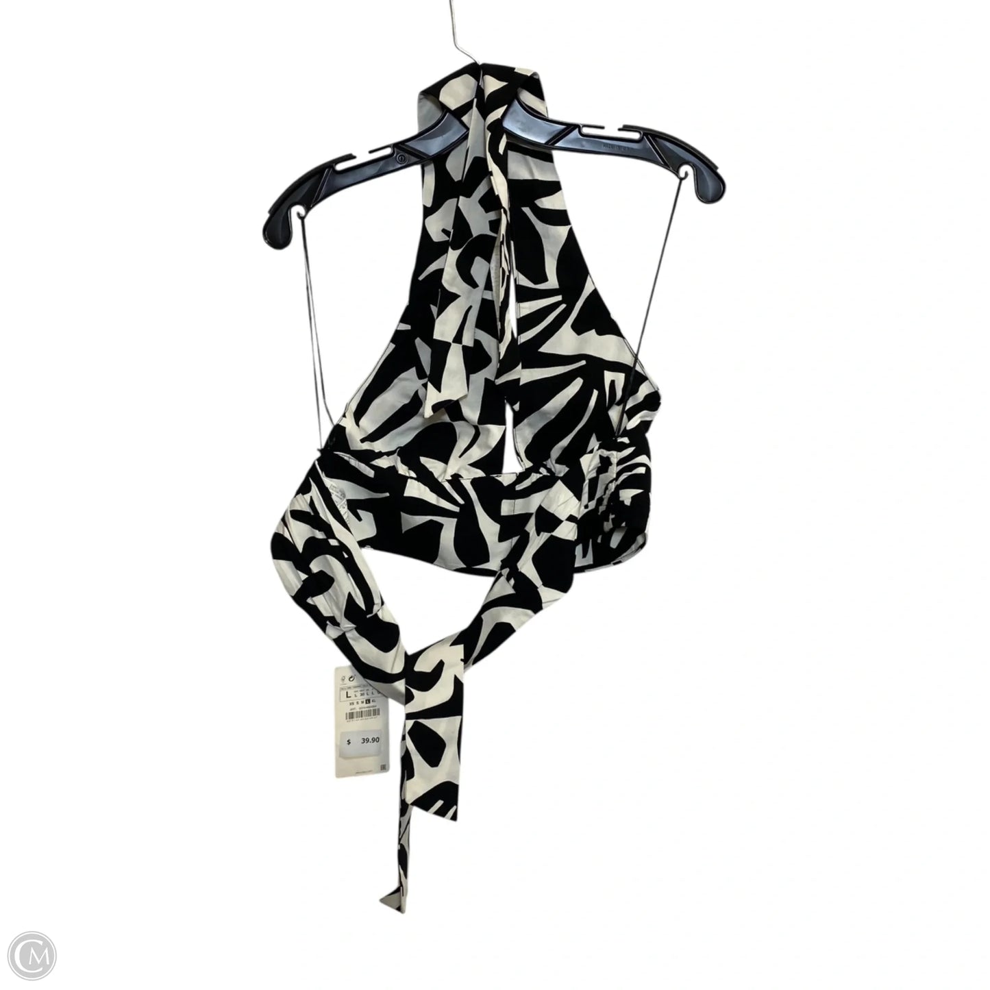 Top Sleeveless By Zara In Black & Cream, Size: L