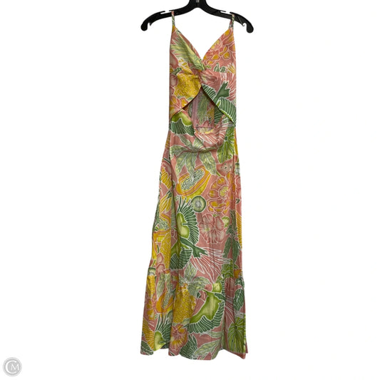 Dress Casual Maxi By Kenny Flowers In Green & Pink, Size: M
