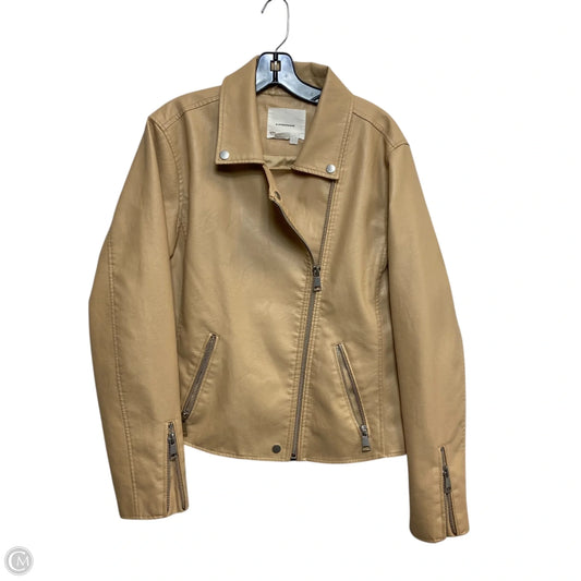 Jacket Moto By Anthropologie In Tan, Size: Xl