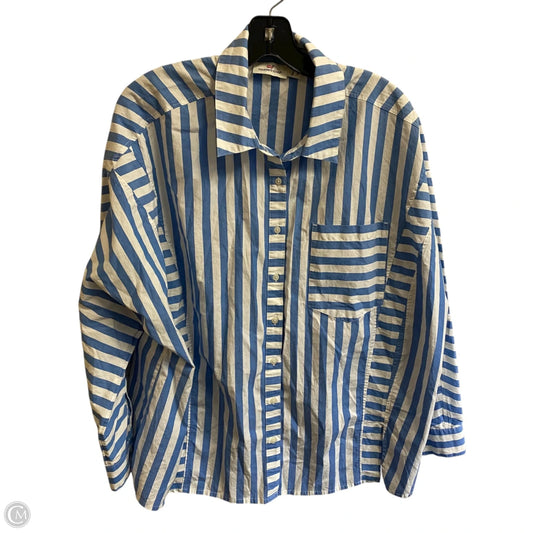 Top Long Sleeve Designer By Vineyard Vines In Blue & White, Size: 1x