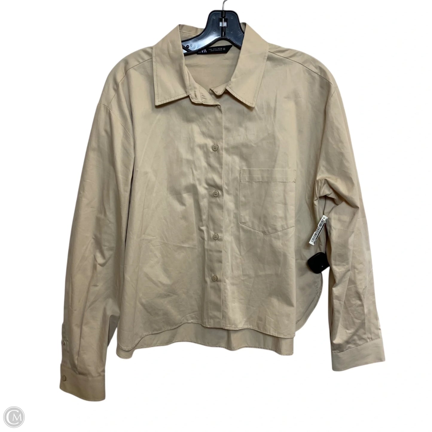 Top Long Sleeve By Zara In Tan, Size: L