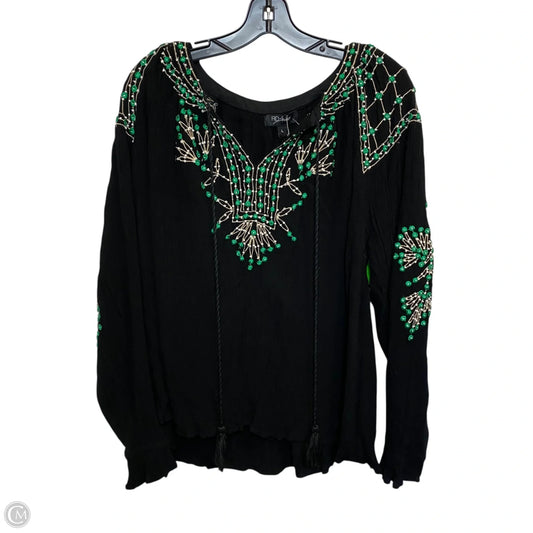 Top Long Sleeve By Rd Koko In Black, Size: L