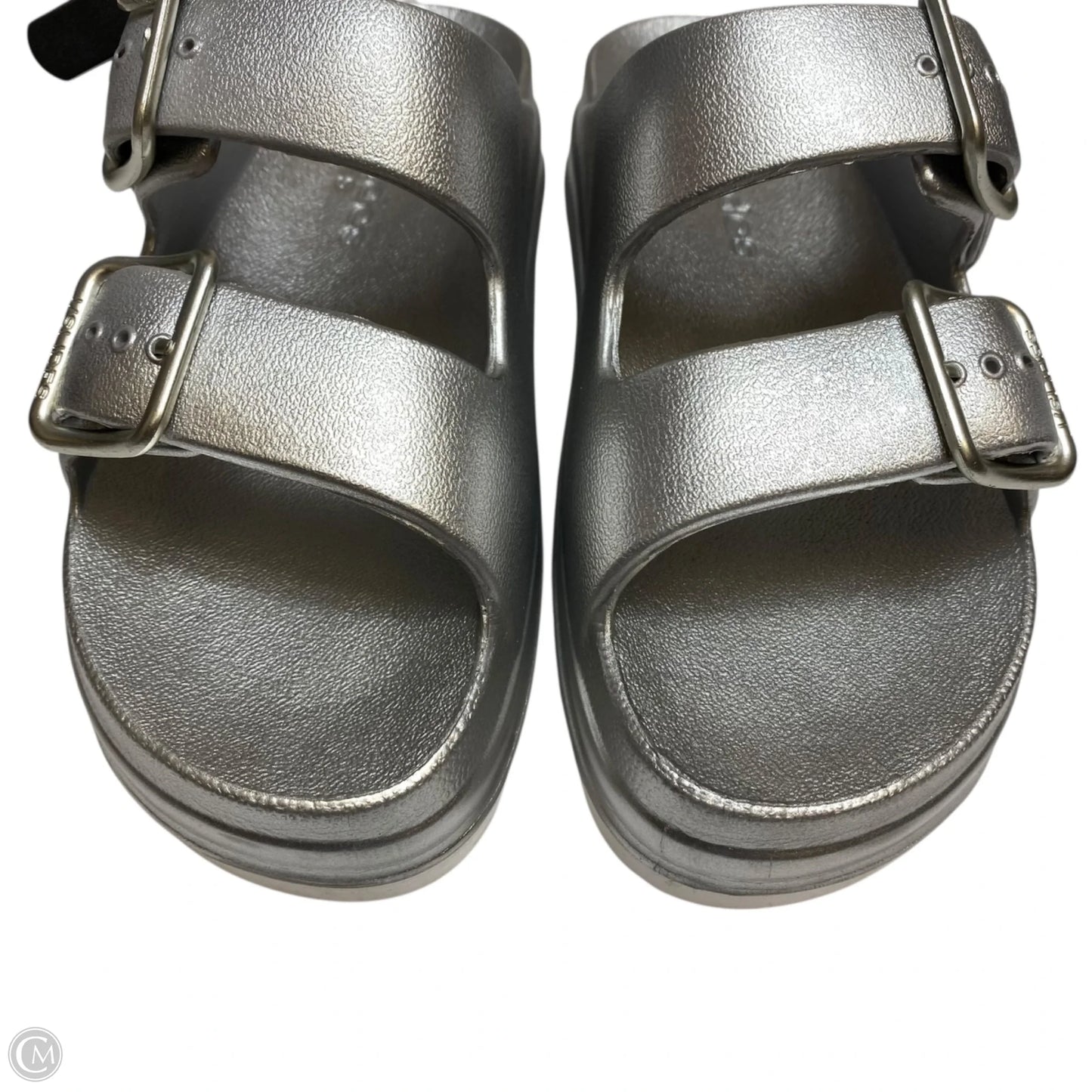 Sandals Heels Platform By J Slides In Silver, Size: 6