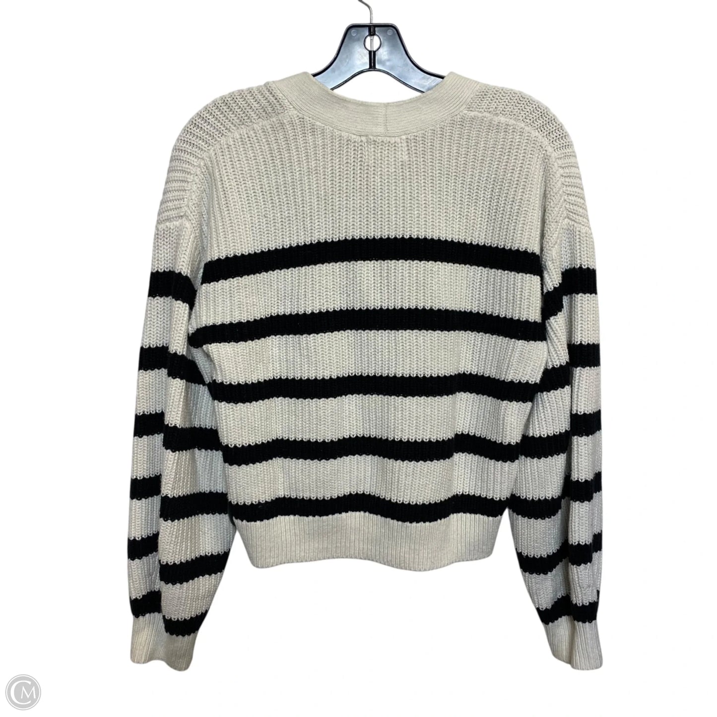 Sweater Cardigan By H&m In Black & Cream, Size: Xs