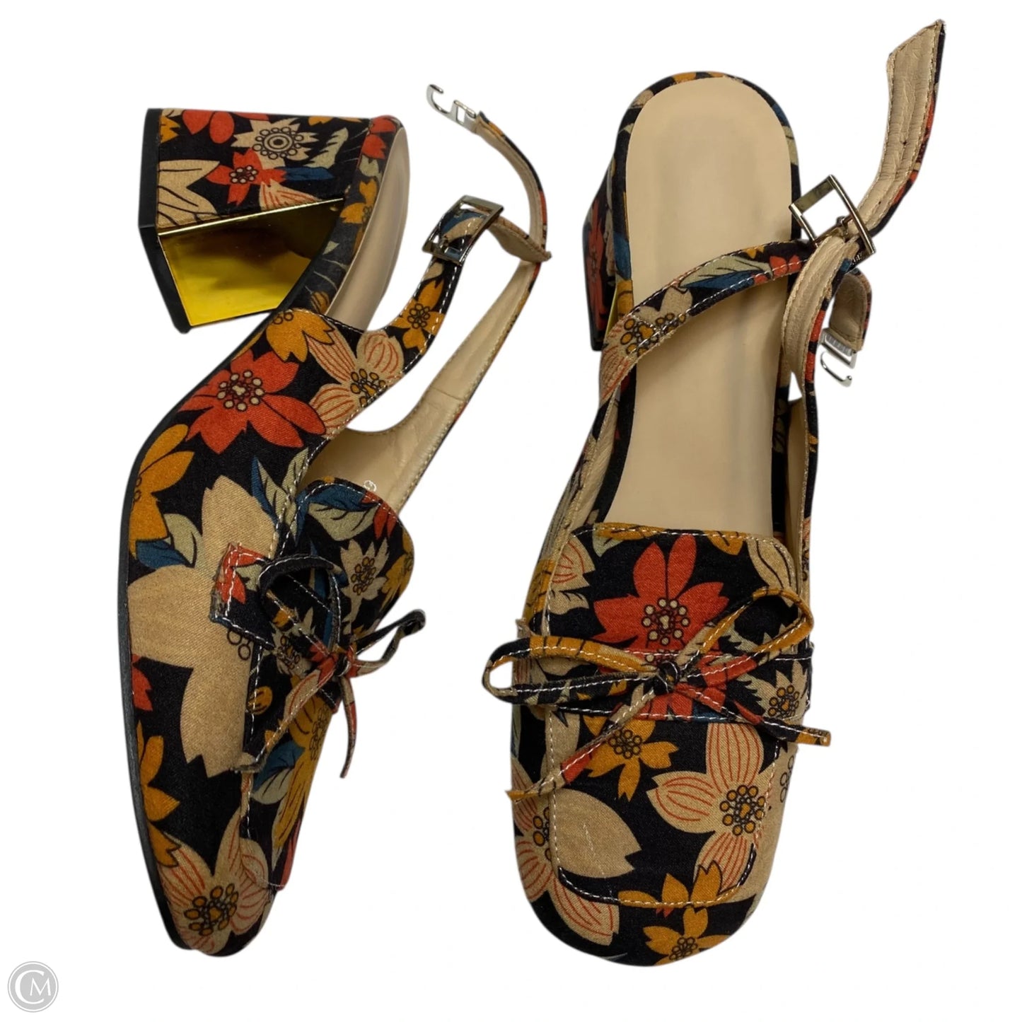 Shoes Heels Block By Cmf In Floral Print, Size: 7.5