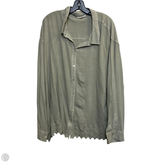 Top Long Sleeve By Solitaire In Green, Size: 3x
