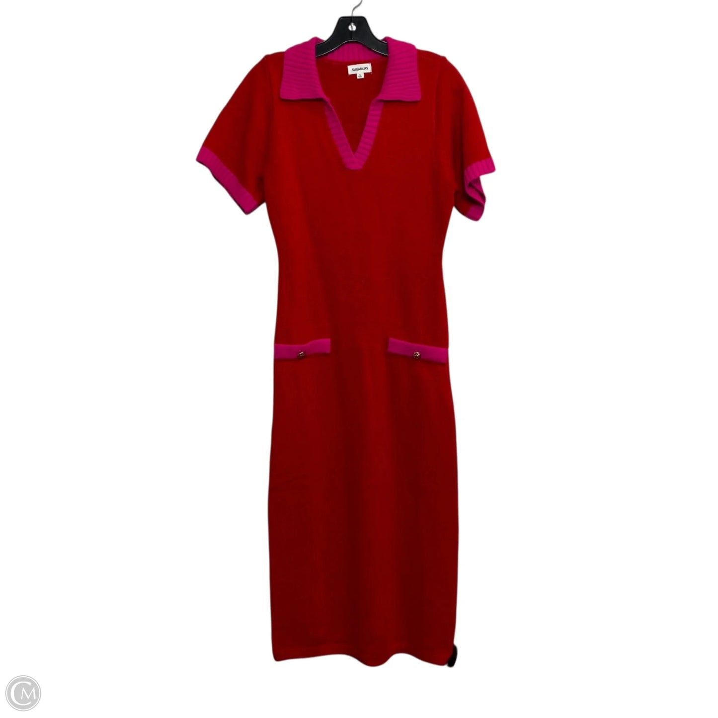 Dress Sweater By Sugar Lips In Pink & Red, Size: S