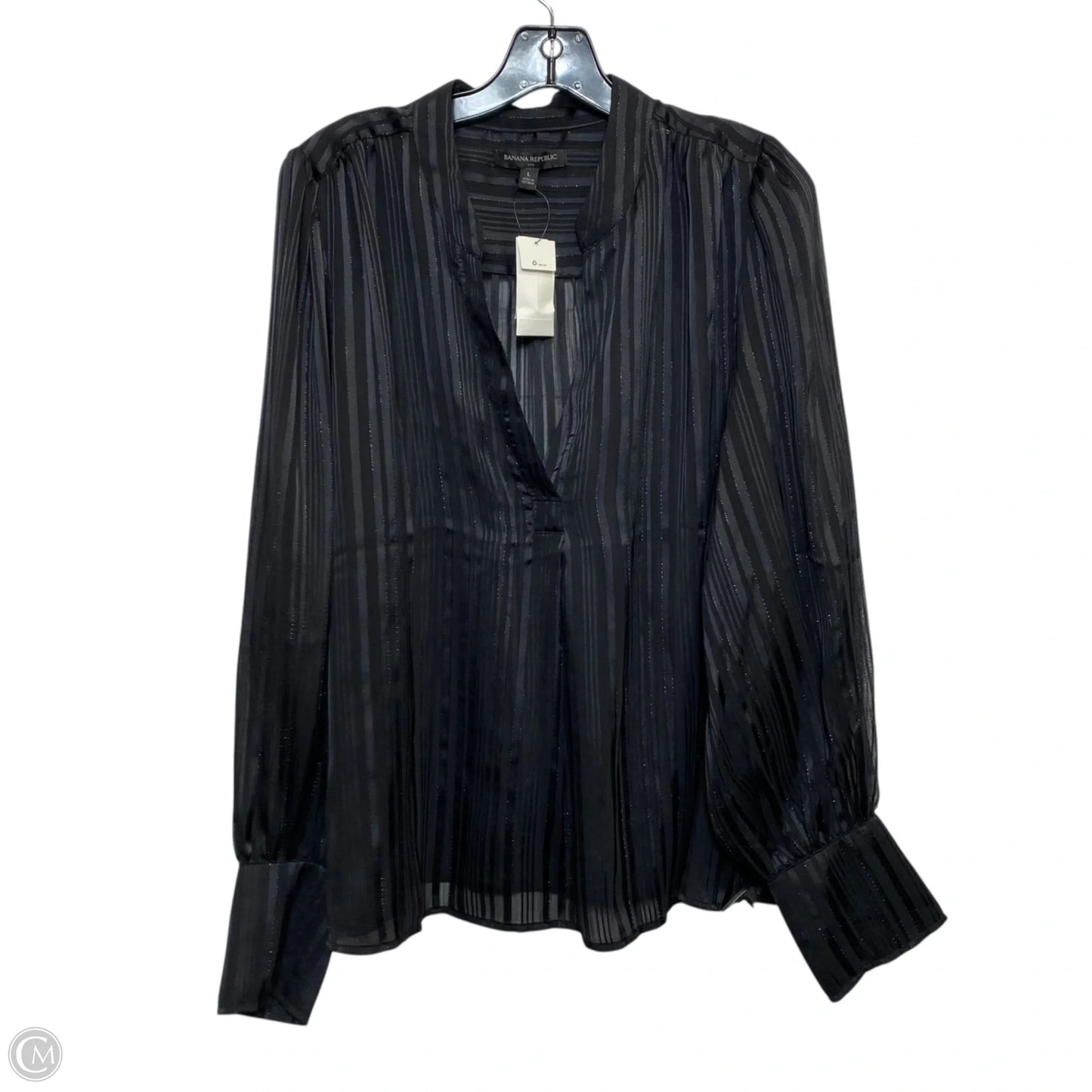 Blouse Long Sleeve By Banana Republic In Black, Size: L