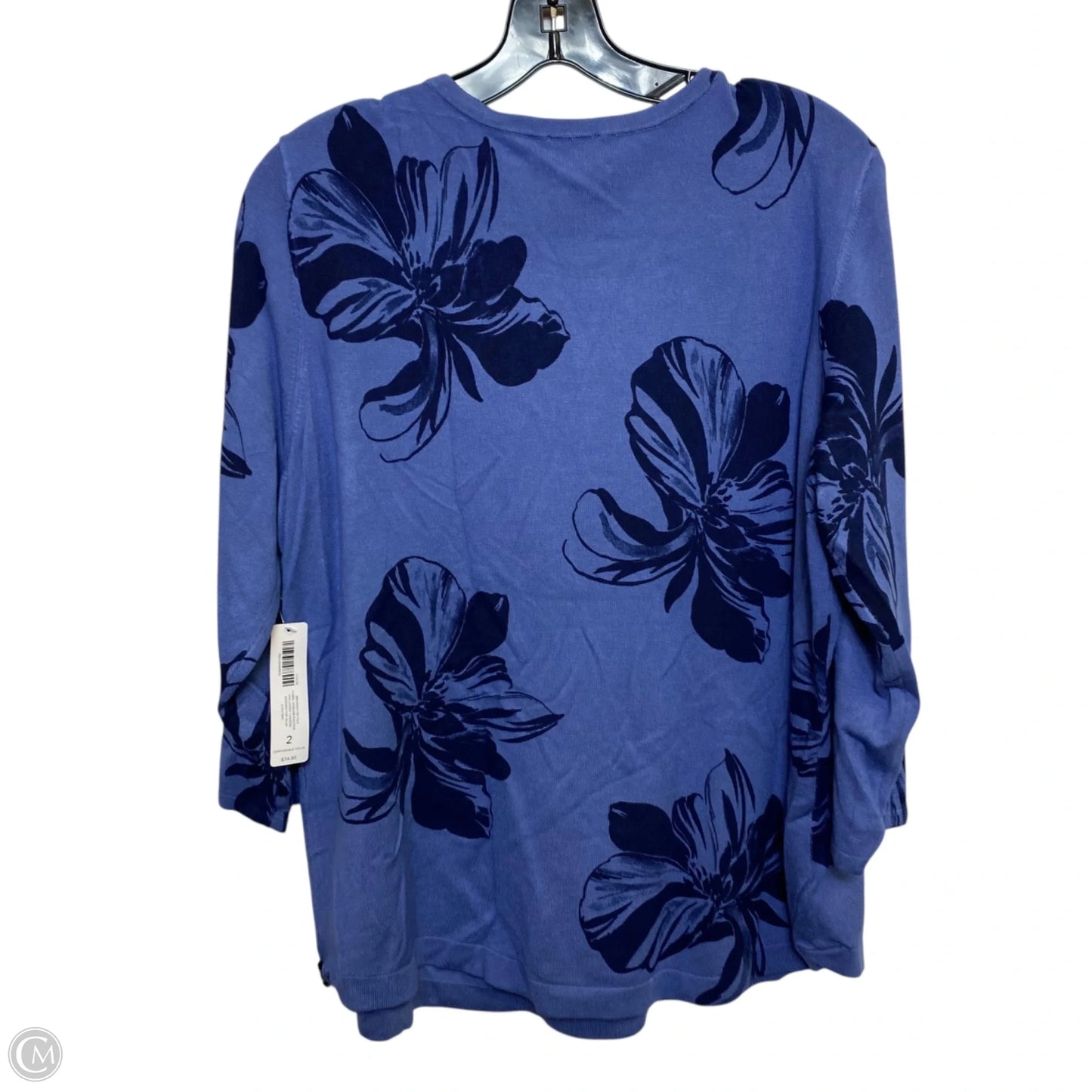 Top 3/4 Sleeve By Chicos In Blue, Size: L