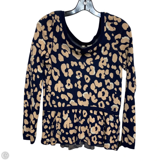 Top Long Sleeve By Moth In Blue & Tan, Size: M
