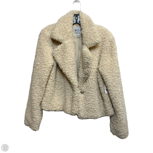 Jacket Faux Fur & Sherpa By Jessica Simpson In Cream, Size: S