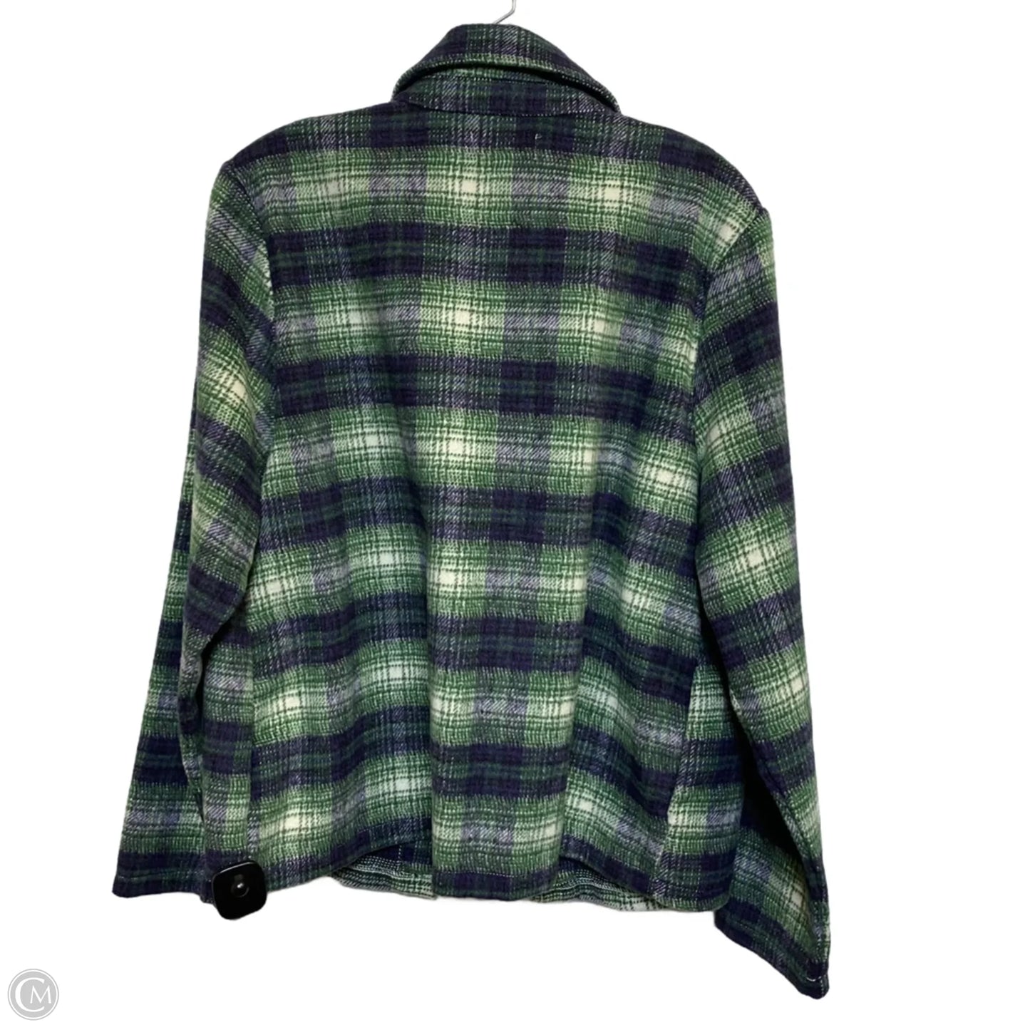 Jacket Shirt By Melloday In Blue & Green, Size: L