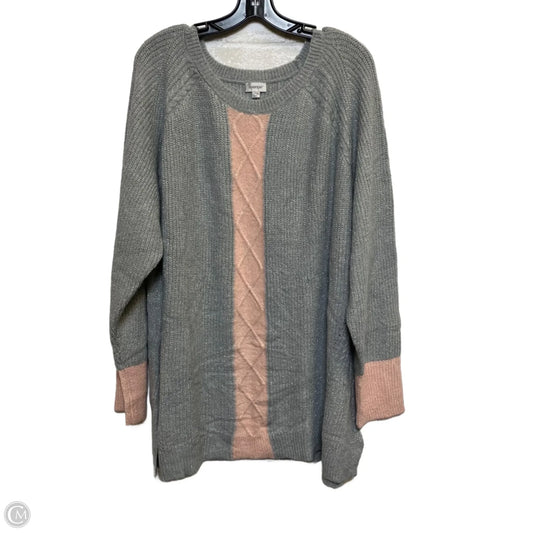 Sweater By Avenue In Grey & Pink, Size: 4x