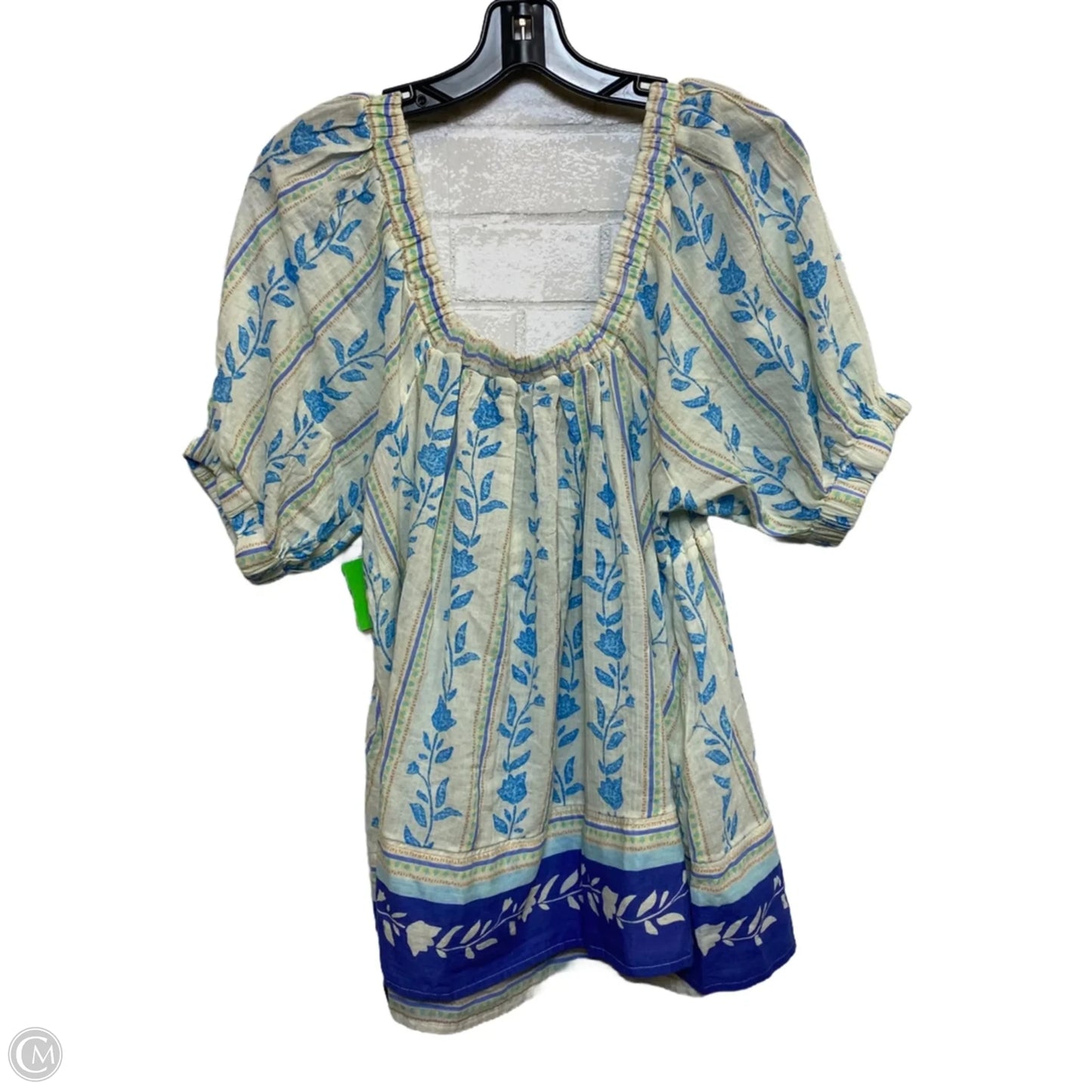 Top Short Sleeve By Free People In Blue & Cream, Size: S
