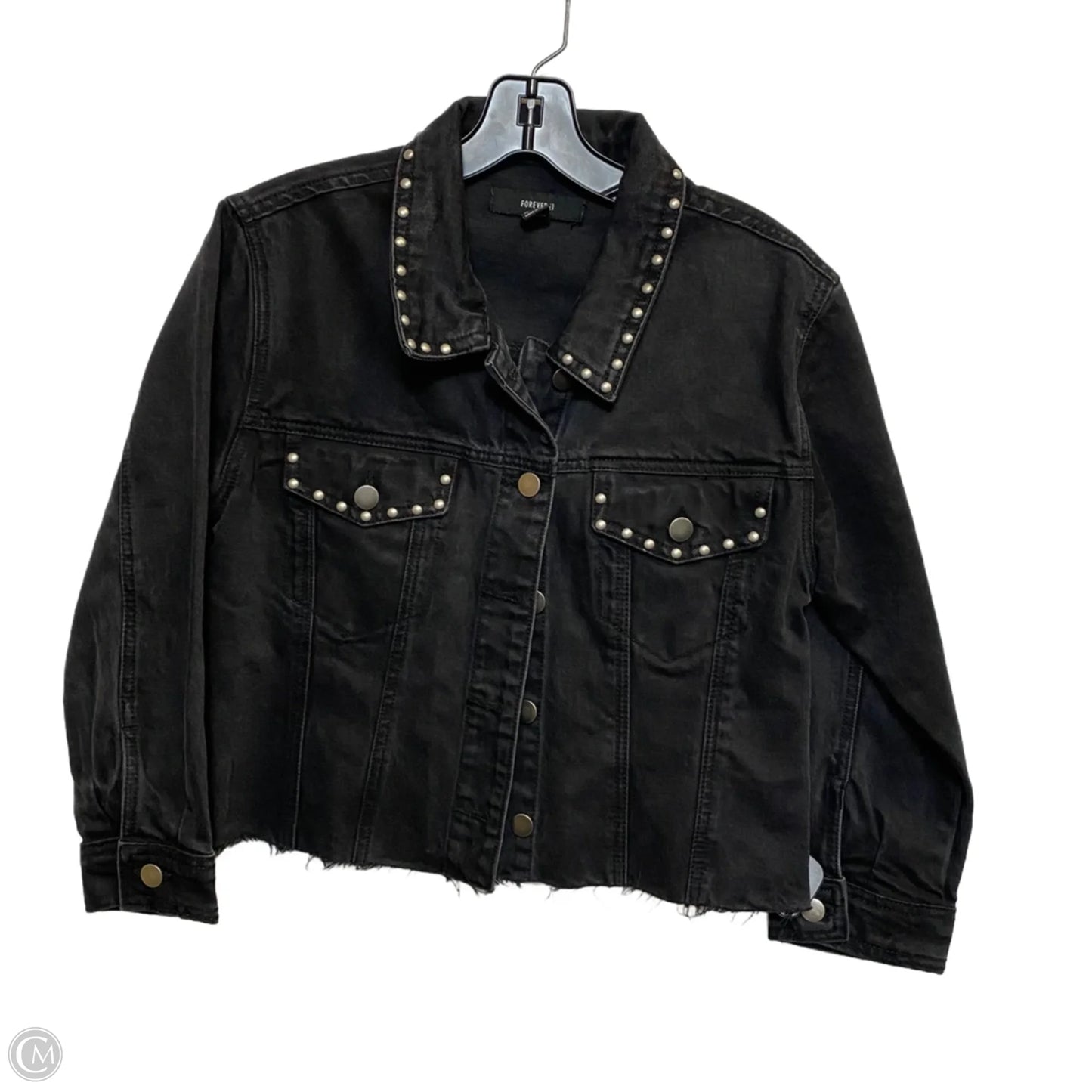Jacket Denim By Forever 21 In Black Denim, Size: M