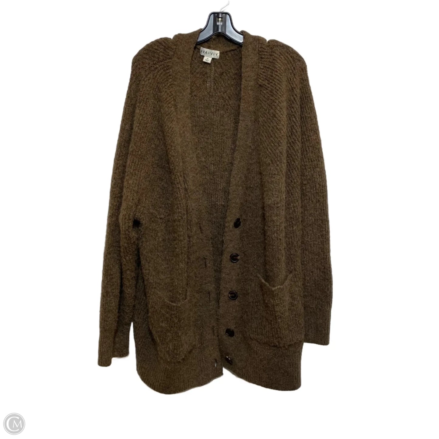 Sweater Cardigan By Ava & Viv In Brown, Size: 2x