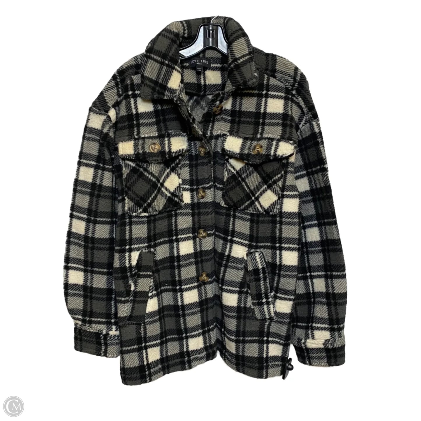 Jacket Shirt By Love Tree In Plaid Pattern, Size: S
