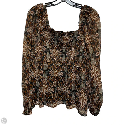 Top Long Sleeve By Wonderly In Brown, Size: Xl