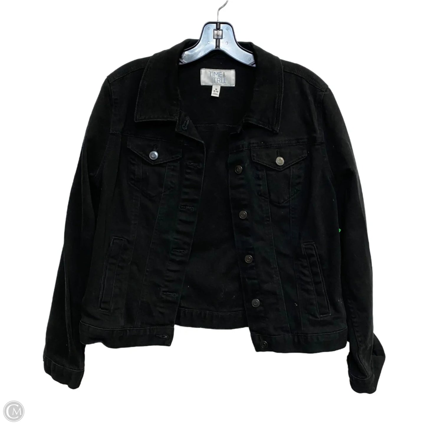 Jacket Denim By Time And Tru In Black Denim, Size: M