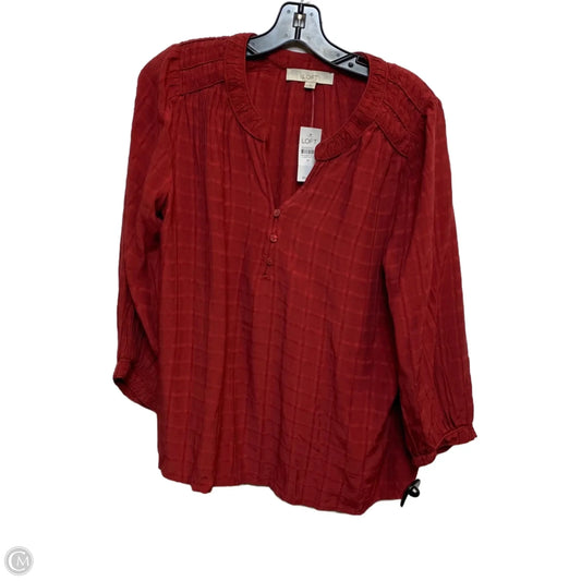 Top 3/4 Sleeve By Loft In Red, Size: M