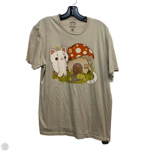 Top Short Sleeve Basic By Rihnlin In Tan, Size: Xl