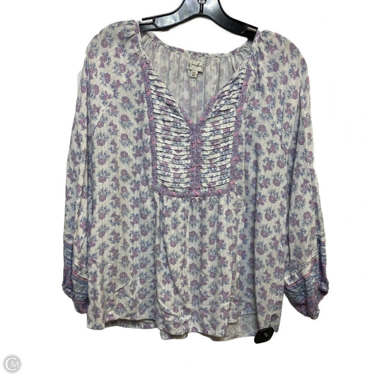 Top 3/4 Sleeve By Wonderly In Purple & White, Size: Xlp