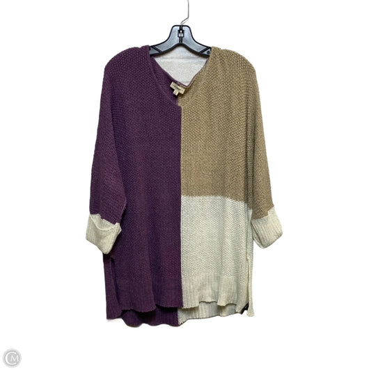 Sweater By Eesome In Purple & Tan, Size: 1x