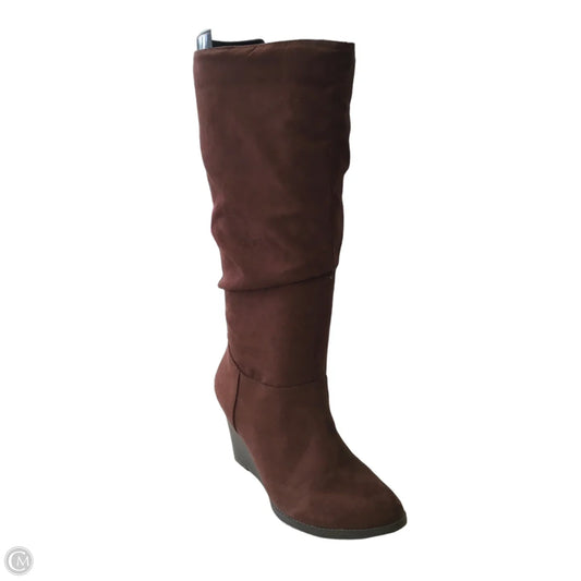 Boots Knee Heels By Ana In Brown, Size: 7.5
