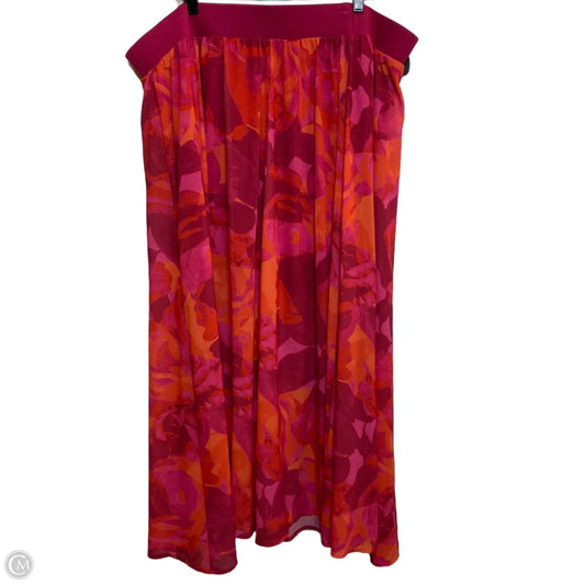 Skirt Midi By Torrid In Orange & Pink, Size: 4x