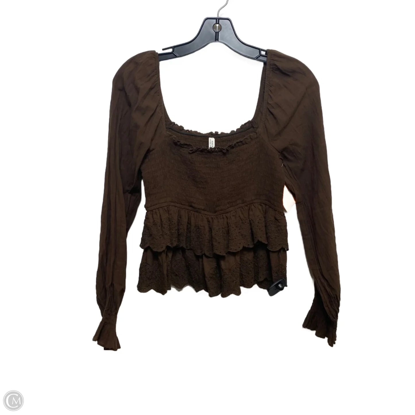 Top Long Sleeve By American Eagle In Brown, Size: S