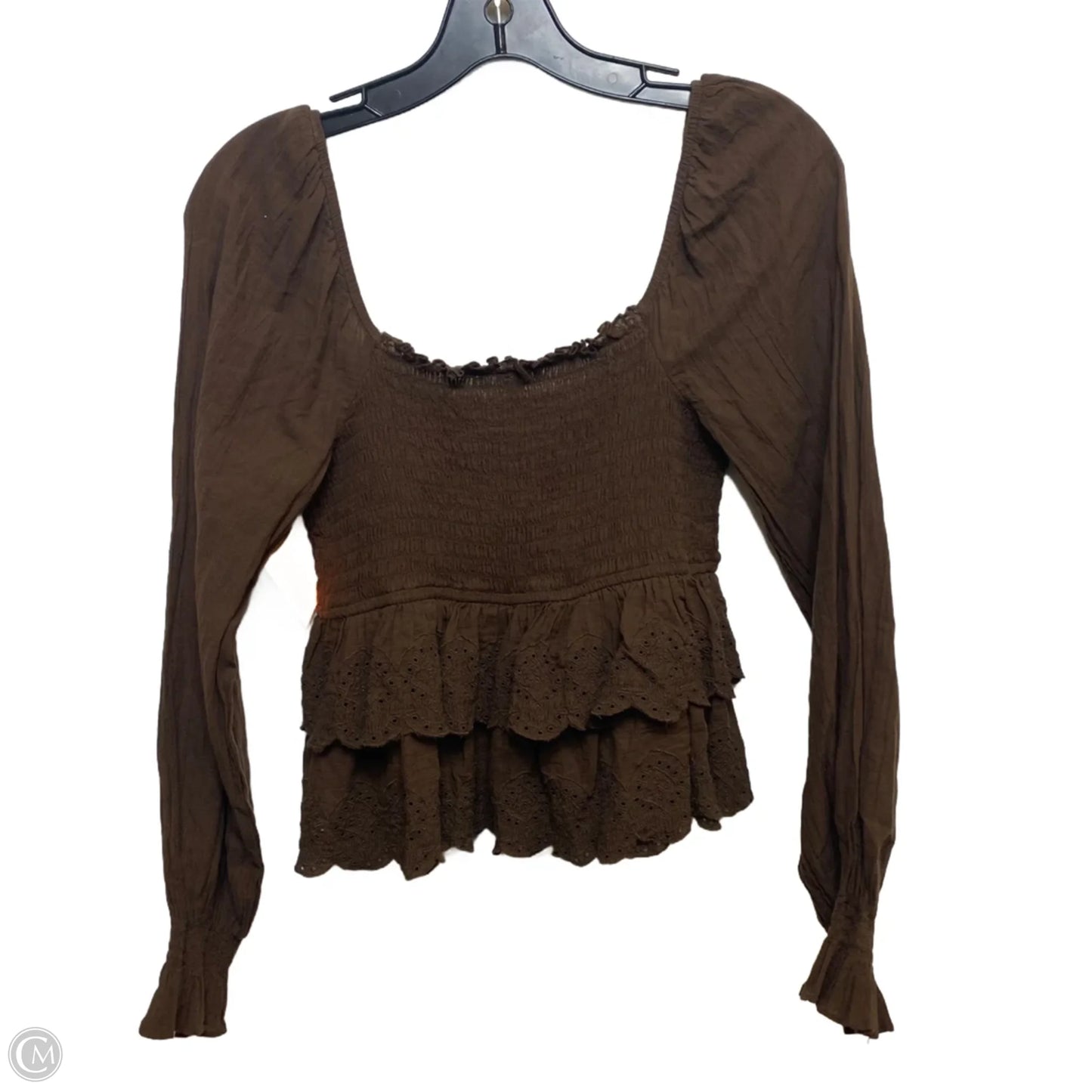 Top Long Sleeve By American Eagle In Brown, Size: S