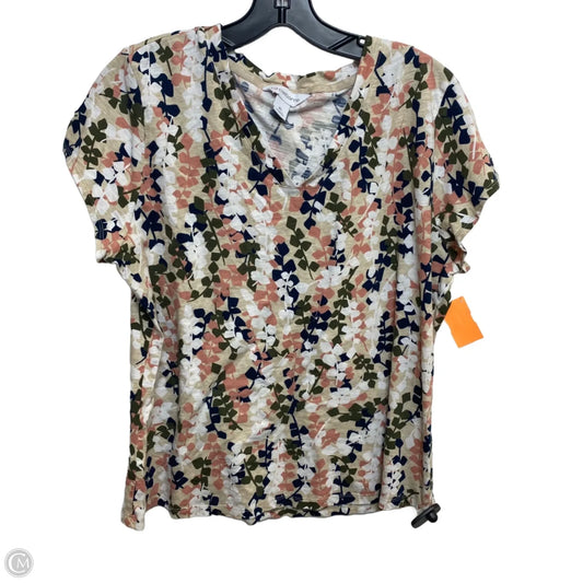 Top Short Sleeve Basic By Liz Claiborne In Floral Print, Size: Xl