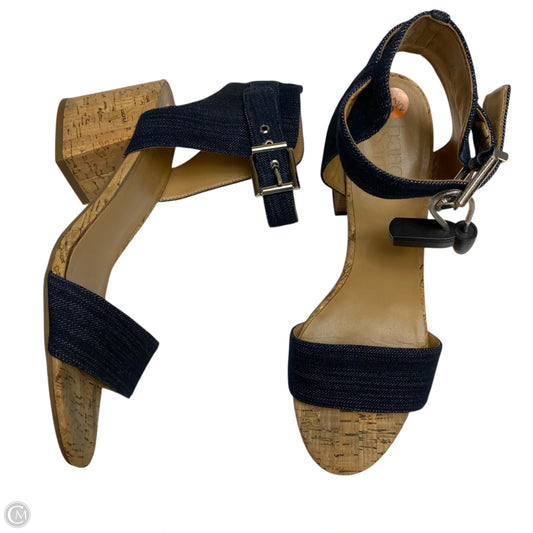 Sandals Heels Block By Franco Sarto In Blue & Tan, Size: 8.5