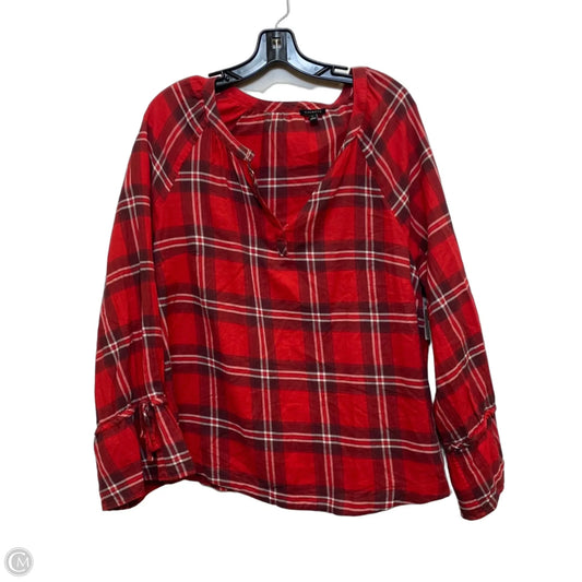 Top Long Sleeve By Talbots In Red, Size: L