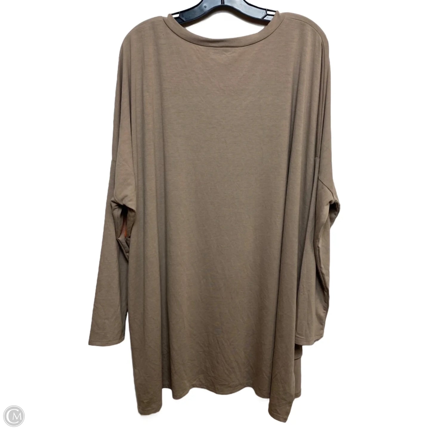 Top Long Sleeve Basic By Zenana In Tan, Size: 3x