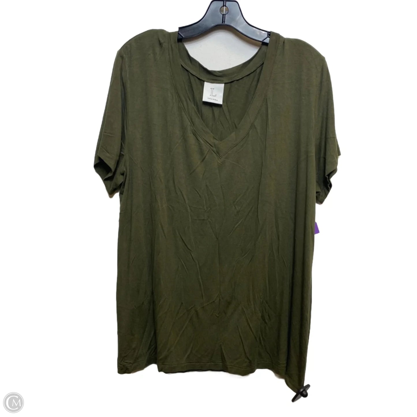 Top Short Sleeve Basic By Loanna In Green, Size: 1x