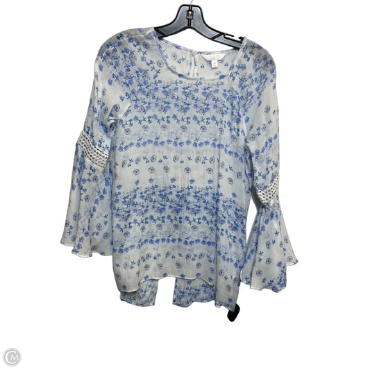 Top 3/4 Sleeve By Lc Lauren Conrad In Blue & White, Size: M
