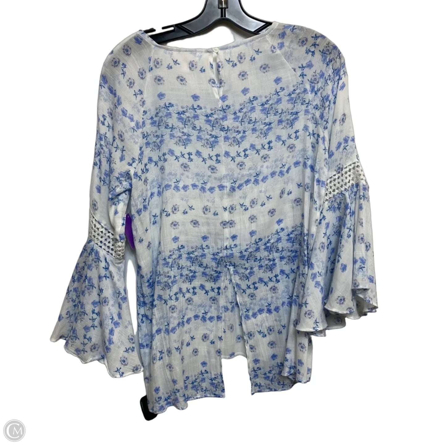 Top 3/4 Sleeve By Lc Lauren Conrad In Blue & White, Size: M