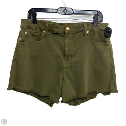 Shorts Designer By 7 For All Mankind In Green Denim, Size: 14