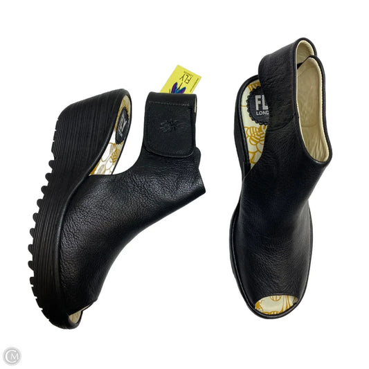 Sandals Heels Wedge By Fly London In Black, Size: 7.5
