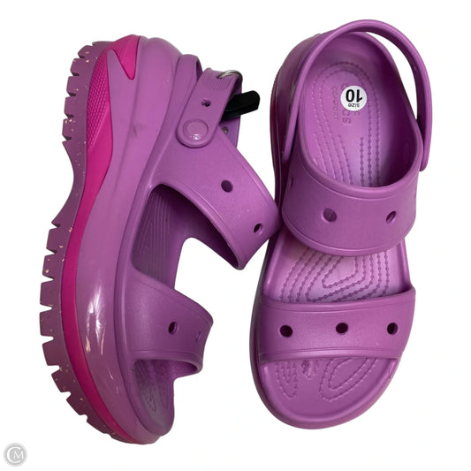 Sandals Heels Platform By Crocs In Purple, Size: 10
