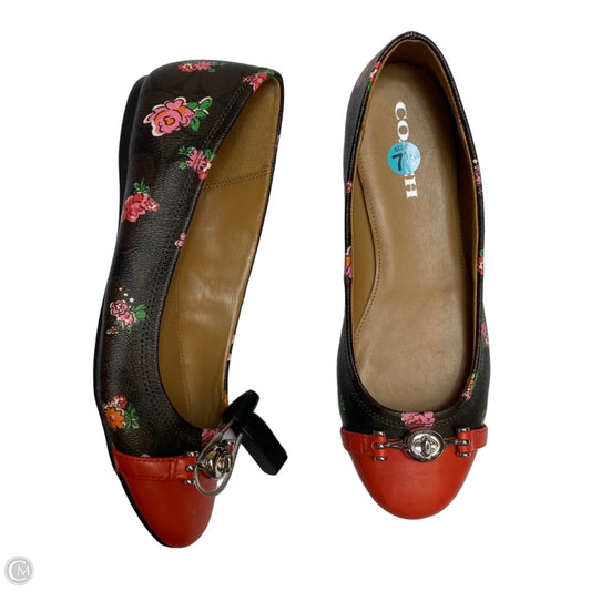 Shoes Designer By Coach In Brown & Red, Size: 7.5